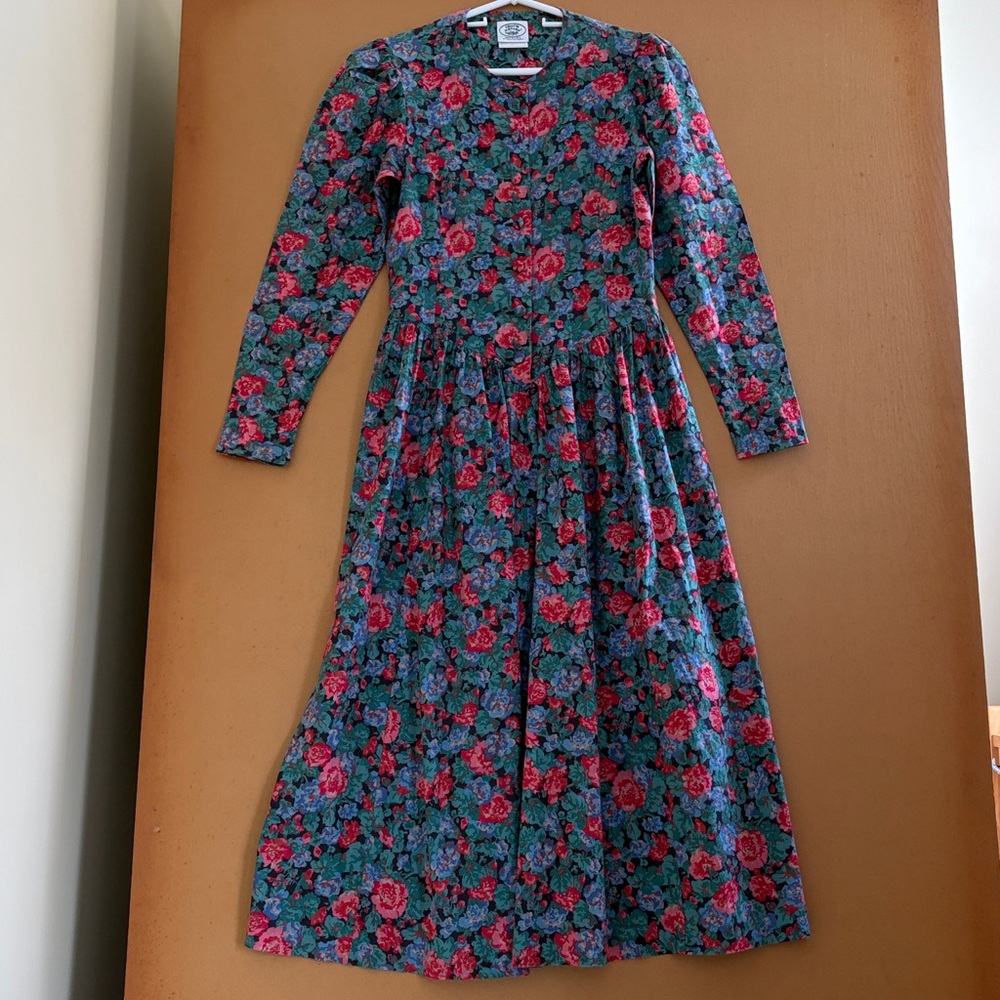 Vintage 1980s Laura Ashley Floral Dress Size 8